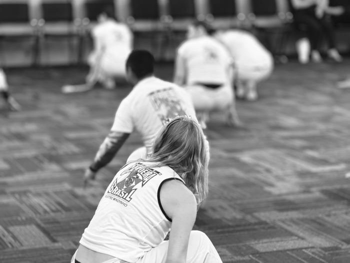 Stretching together, close in